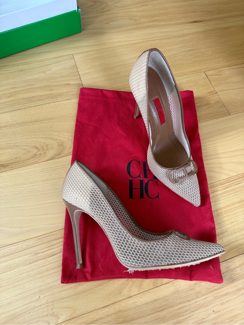 Textured Pointed-Toe High Heels in Taupe - Picture 14 of 16